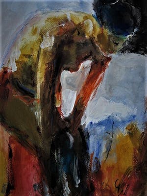 Gerard de Wit - Buitengewoon mooi expressionistisch Aquarel "Vrouw in Boudoir" gesigneerd kopen? Bied vanaf 10!