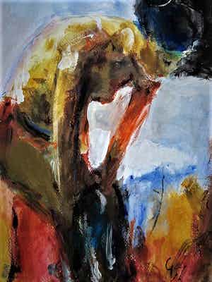 Gerard de Wit - Buitengewoon mooi expressionistisch Aquarel "Vrouw in Boudoir" gesigneerd verkocht voor € 10!