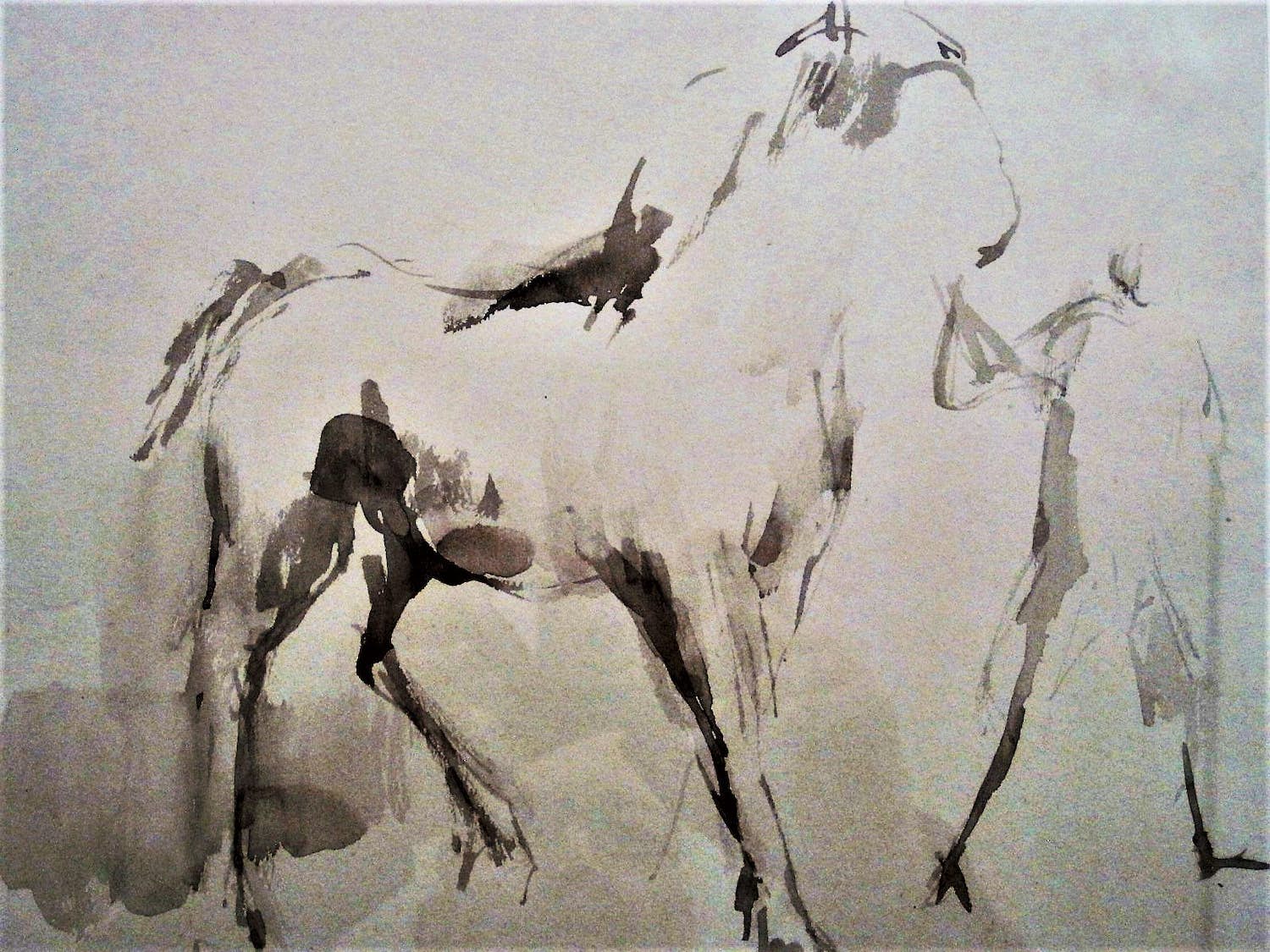 Niet of onleesbaar gesigneerd - gesigneerd impressionistisch Sepia "paard en jockey" monogram "MR" kopen? Bied vanaf 1!