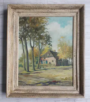 Theo  l' Herminez - Zomers landschap met huisje en bomen kopen? Bied vanaf 75!