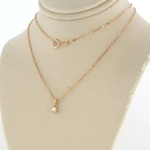 14k rosé gouden collier met hanger met briljant geslepen diamant 0.08ct - 45cm kopen? Bied vanaf 190!