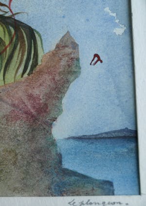 Jozef Bossaert - Aquarel , “Le Plongeon” (‘De Duik’) – gesigneerd & ingelijst – 1976 kopen? Bied vanaf 10!