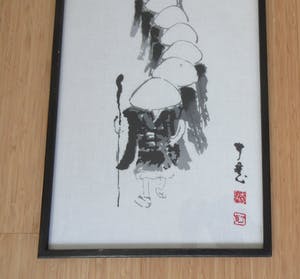 Niet of onleesbaar gesigneerd - Drieluik van Modernistische Japanse zijde schilderijen kopen? Bied vanaf 1!