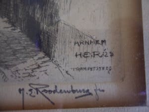 Hendrikus Roodenburg - Ets.Titel. "Trompetsteeg te Arnhem" kopen? Bied vanaf 25!
