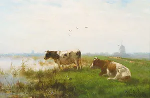 Cornelis Westerbeek (sr.) - Olieverf op doek, Koeien - Ingelijst kopen? Bied vanaf 500!