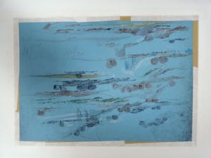 Gerard Lutz - Krijttekening met Gouache, Duinlandschap, Achterkant: Duinlandschap kopen? Bied vanaf 50!