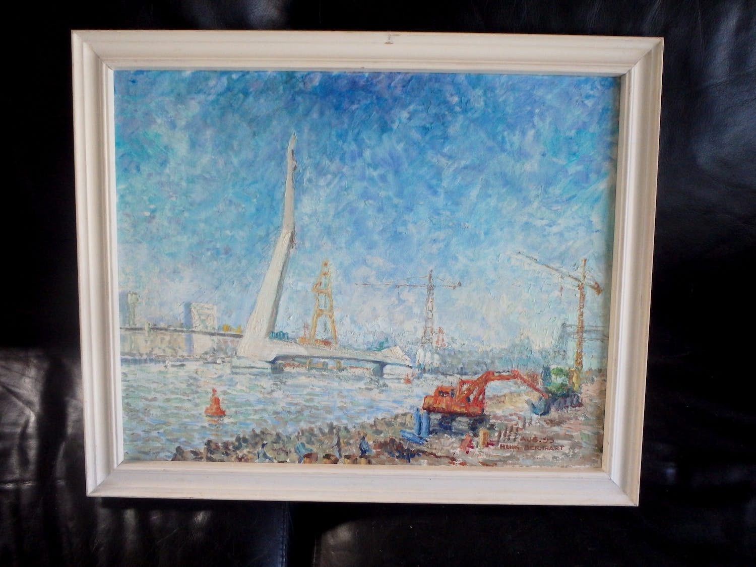 Niet of onleesbaar gesigneerd - Erasmusbrug Rotterdam in aanbouw kopen? Bied vanaf 1!