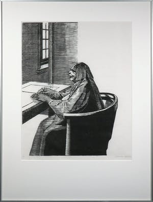 Herman Gordijn - Houtsnede, Lida aan tafel - Ingelijst (Groot) kopen? Bied vanaf 50!