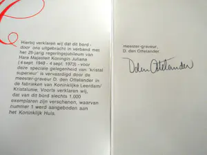 Royal Leerdam - Glas - Herdenkingsbord Juliana kopen? Bied vanaf 65!