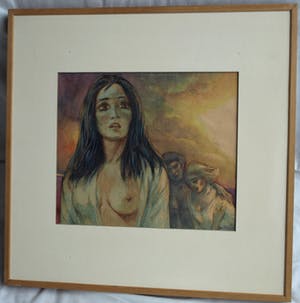 Klaas Pijlman - Aquarel , "Angst" – gesigneerd & ingelijst – 1960 kopen? Bied vanaf 35!