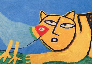 Corneille - Tapijt van wol, Le chat Jaune + certificaat van echtheid kopen? Bied vanaf 400!