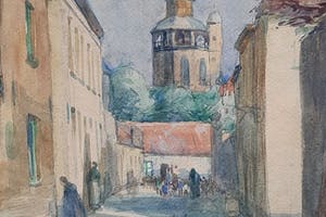 Leo Mechelaere - Straatbeeld in Brugge (in contemporaine luxe lijst) kopen? Bied vanaf 100!