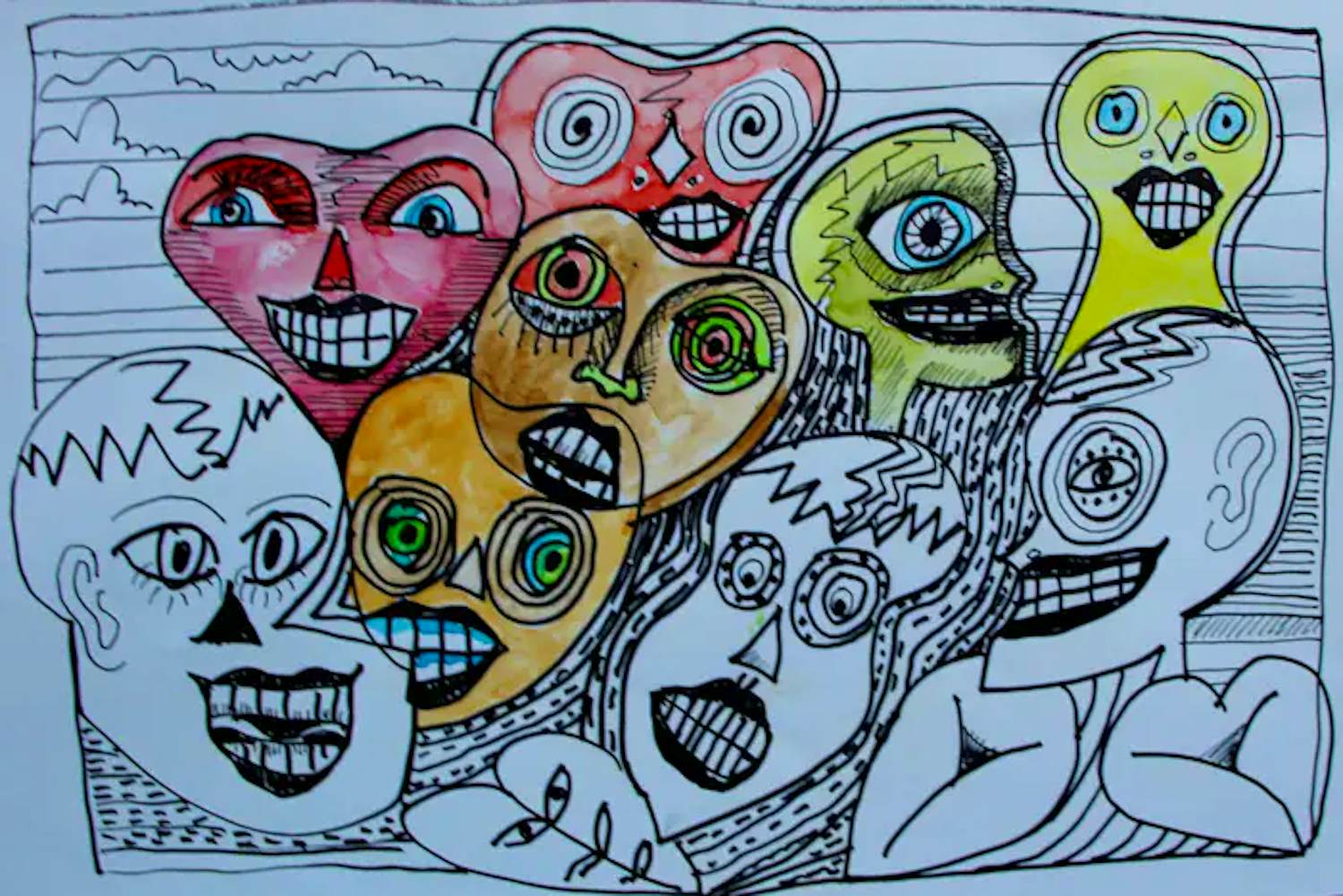 Ernst Vijlbrief - Met aquarel ingekleurde pentekening: Tuinschaar uit Gue Morin meenemen kopen? Bied vanaf 50!