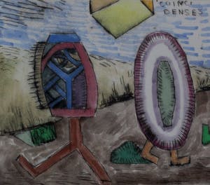 Pieter Holstein - Tekening ingekleurd met aquarel: Coincidenses kopen? Bied vanaf 225!