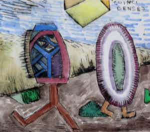Pieter Holstein - Tekening ingekleurd met aquarel: Coincidenses verkocht voor € 225!