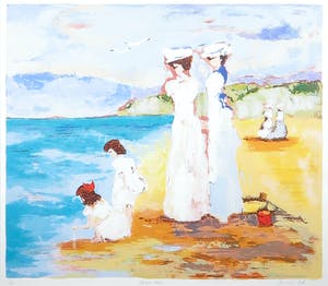 Annemiki Bok - Zeefdruk, Strand Dover - Ingelijst kopen? Bied vanaf 40!