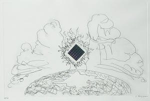 Cornelius Rogge - Ets en collage, Zonder titel - Ingelijst kopen? Bied vanaf 1!