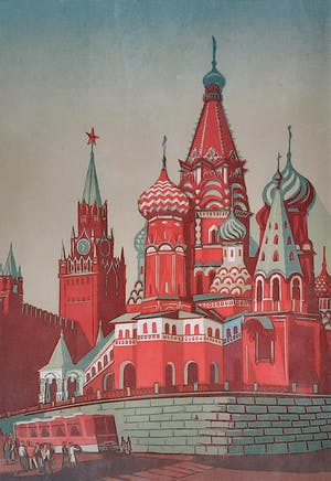 Niet of onleesbaar gesigneerd - Basiliuskathedraal Moskou - ingelijst - 21866 kopen? Bied vanaf 1!