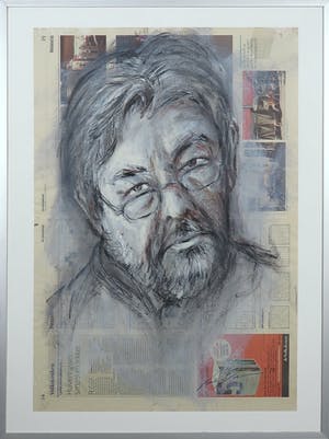 Wim de Bruin - Gemengde techniek op krantenpapier, Maarten van Rossum - Ingelijst kopen? Bied vanaf 1!