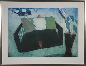 Michel van Overbeeke - Kleurenets met bladgoud, Poppins Bench I - Ingelijst (Groot) kopen? Bied vanaf 1!