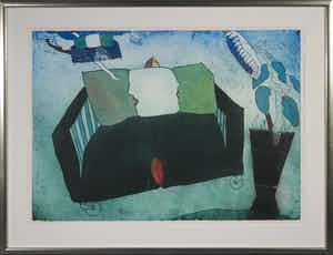 Michel van Overbeeke - Kleurenets met bladgoud, Poppins Bench I - Ingelijst (Groot) verkocht voor € 1!