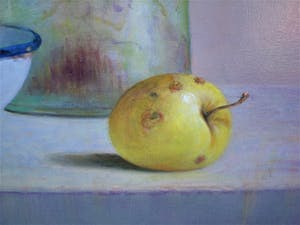 Hans Habraken - Stilleven oude fles en emaillen schaal appels kopen? Bied vanaf 450!