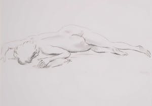 Jan Sluijters (jr.) - Potloodtekening, Liggend naakt - Ingelijst kopen? Bied vanaf 120!