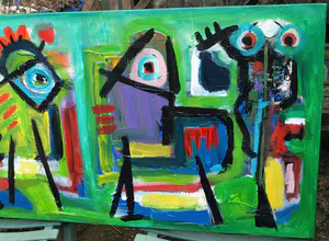 Jasper Banen - Acrylverf op doek , Optocht – 2005 – Groot , 50 x 150 cm kopen? Bied vanaf 325!