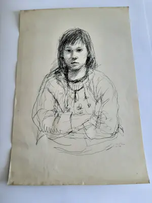 Aat Veldhoen - Rotaprint, Portret van Henny, een buurmeisje kopen? Bied vanaf 20!