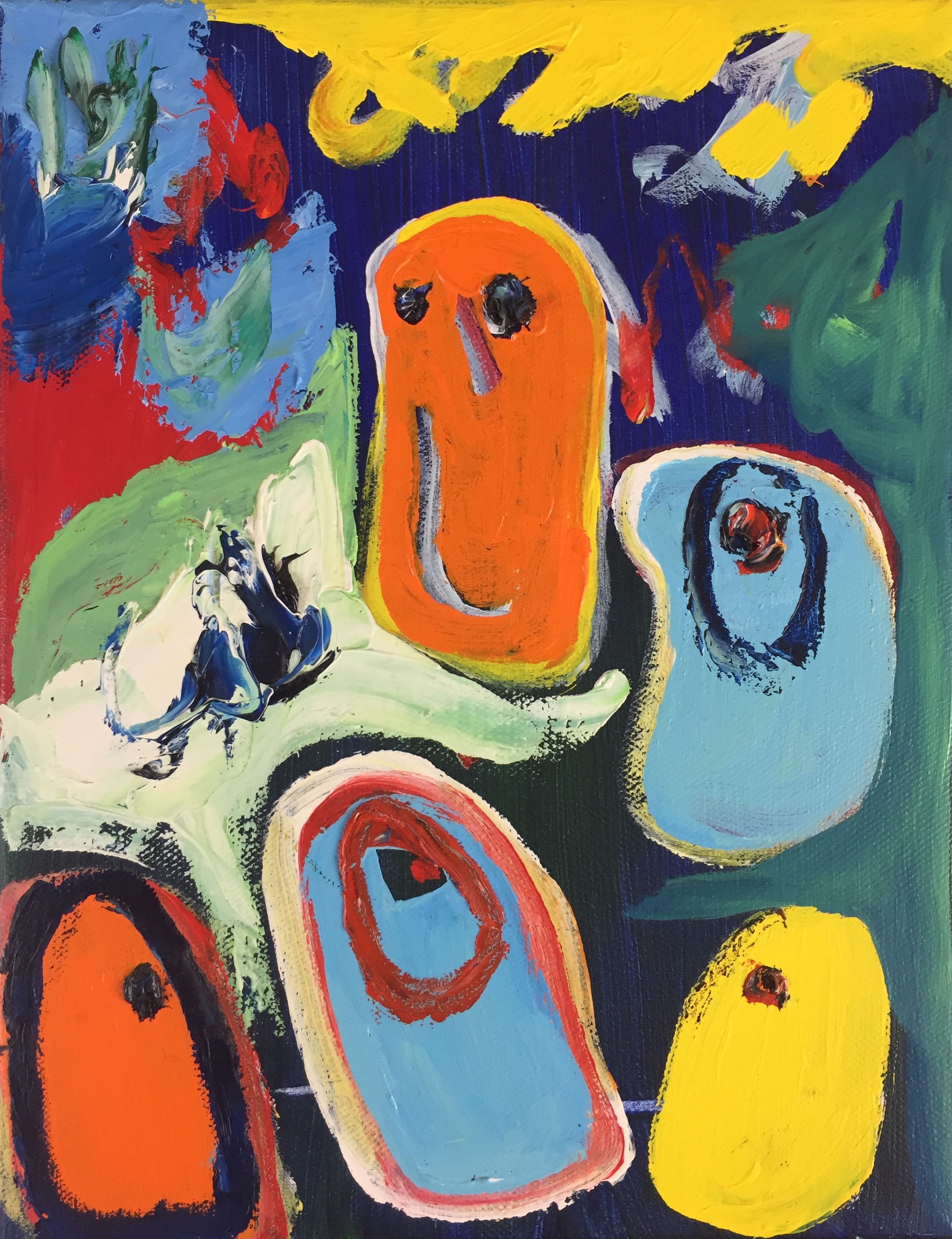 Finn Pedersen - Olieverf op doek, 'Cobra-figuren Komposition' verkocht voor € 649!