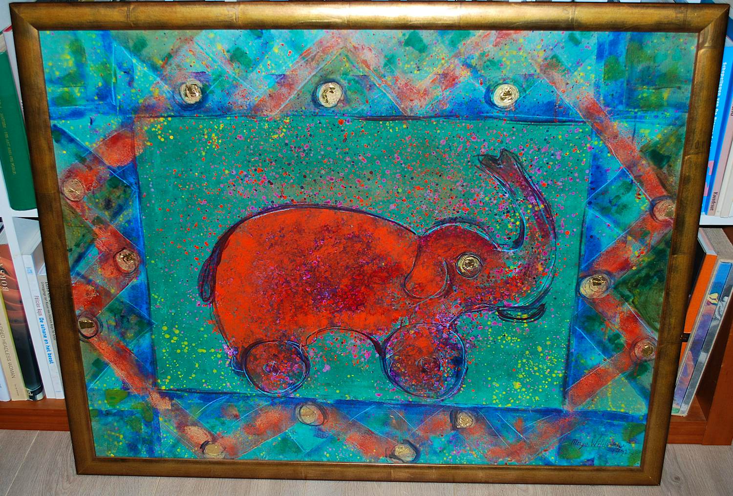 Buy Maya Wildevuur - olifantje - groot werk - in een kapitale lijst? Bid from 395!