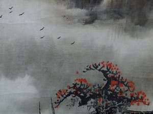 Niet of onleesbaar gesigneerd - Japanse scroll, “Waterval” - Aquarelverf + inkt + porselein - vroeg 20e Eeuw kopen? Bied vanaf 1!