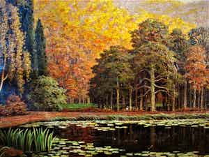 Niet of onleesbaar gesigneerd - In 1921 geschilderd Magisch Realistisch "Bergachtig landschap" gesigneerd verkocht voor € 10!