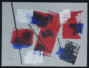 Menno Meijer - Lot van drie geometrisch-abstracte werken in gemengde techniek (verf, metaal) kopen? Bied vanaf 50!