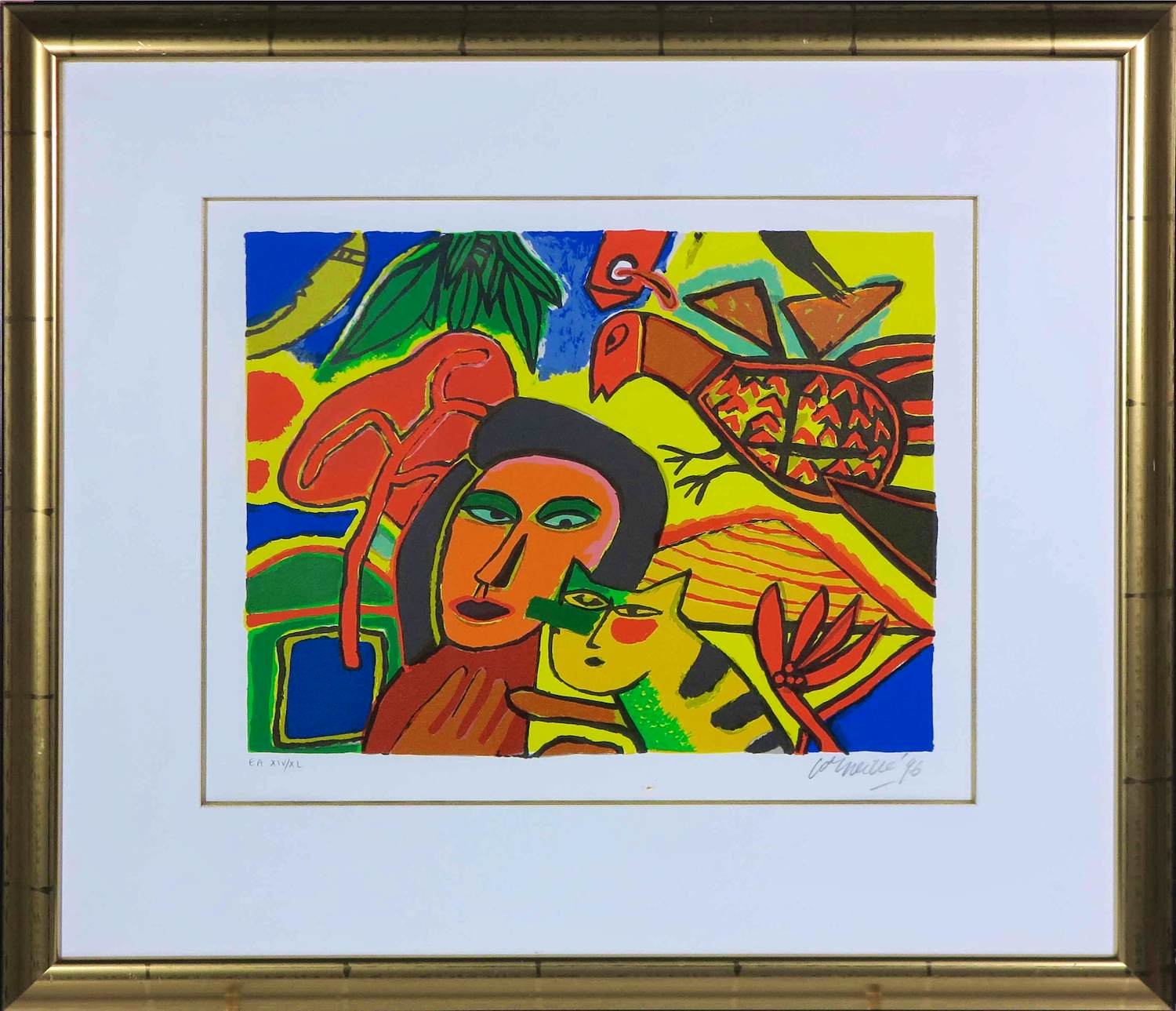 Corneille - Zeefdruk, Zonder titel - Ingelijst verkocht voor € 200!