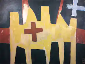Philip Vencken - Acryl op doek, Composition 4 / The face behind verkocht voor € 35!