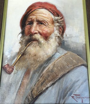 Roberto Figerio - The fisherman - old man smoking pipe kopen? Bied vanaf 1!
