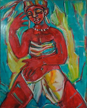 Christine Spierings - Olieverf op doek, Z.t. Vrouw met gesloten ogen (Groot) kopen? Bied vanaf 70!