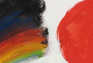 Eugene Brands - Abstracte gouache, Zon: een compositie - Ingelijst kopen? Bied vanaf 850!