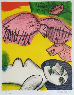 Corneille - Zeefdruk, Memoire de Bali II - Ingelijst kopen? Bied vanaf 210!