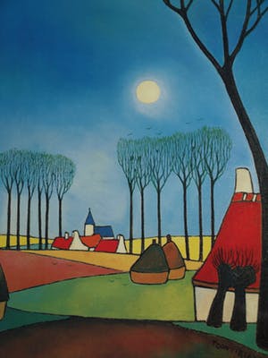 Toon Tieland - Handgesigneerde prent , “Volle Maan” - ingelijst – ca 1990 kopen? Bied vanaf 1!