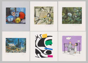 Reinhold W. Timm - e.a: zes handgesigneerde zeefdrukken: Diverse composities kopen? Bied vanaf 15!