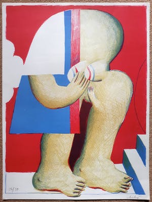 Horst Antes - Maskierte Figur mit Treppe, Litho kopen? Bied vanaf 275!