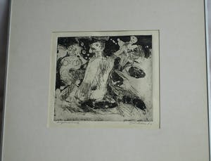 Jan Sierhuis - Ingelijste ets , Familie aan het strand - 1962 kopen? Bied vanaf 50!