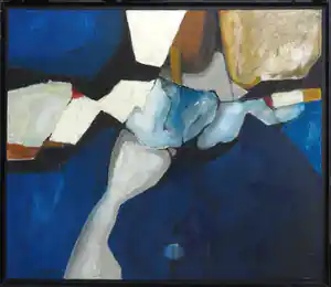 Jos Schimmer - Olieverf op doek, Zonder titel - Ingelijst (Groot) verkocht voor € 1!