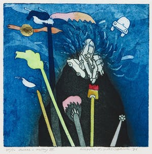 Michel van Overbeeke - Aware away III - met bladgoud & ingelijst kopen? Bied vanaf 15!