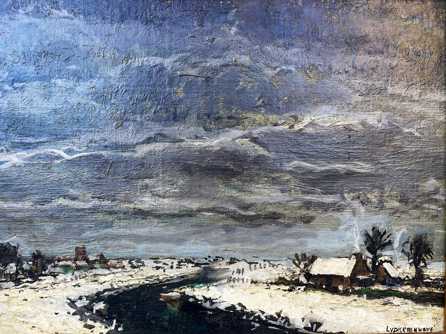 Leo Vandekerckhove - Winterlandschap langs de Leie verkocht voor € 40!