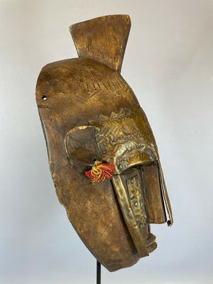 Makonde - 210807 - Tribal used African Markha and brass face - Mali. kopen? Bied vanaf 65!