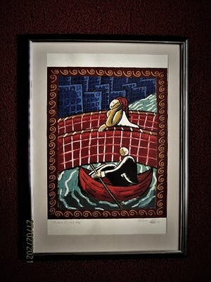 Jacques Tange - populair Rotterdams graficus - gesigneerde Zeefdruk - "Under the Bridge" kopen? Bied vanaf 30!