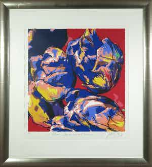 JAS - Zeefdruk, Blue innovation - Ingelijst verkocht voor € 1!